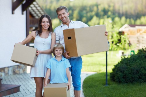 Packing boxes and moving supplies arranged for a Tufnellpark home move