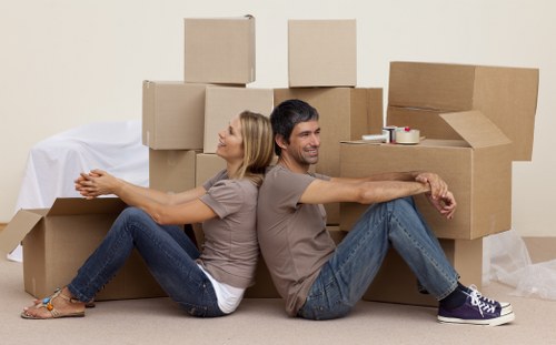 Moving boxes and furniture prepared for house removals in Tufnellpark