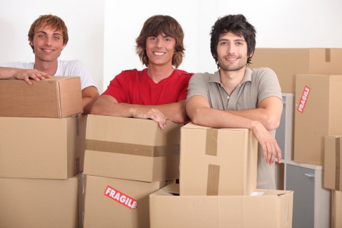 Boxes and furniture arranged safely inside a removal van
