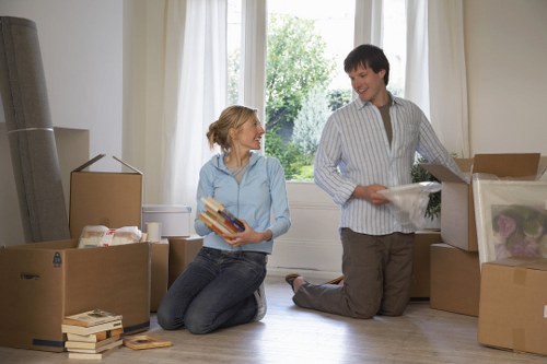 Commercial removals in Tufnellpark with labelled boxes and furniture